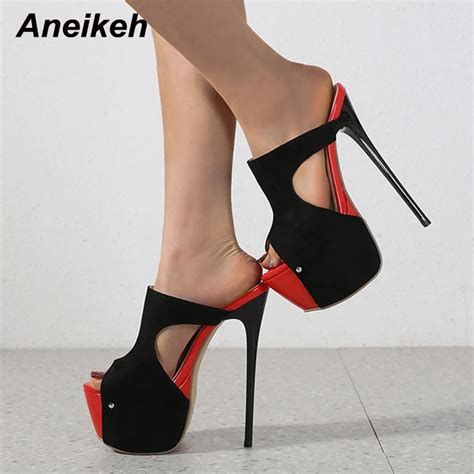 Aneikeh Sexy Plattform Mischfarben Super High Heel Sandalen Frauen