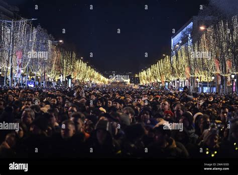 Paris France 01st Jan 2024 Celebrators Gather For The New Years