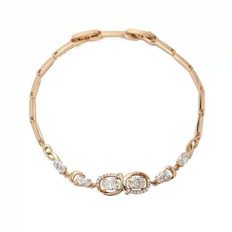 Esclava Para Mujer De Oro Lamin 18k Con Diamantes Swarovski Meses Sin