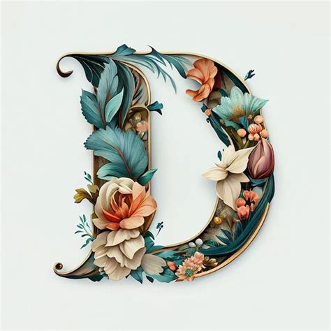 Floral Letter D Art Design