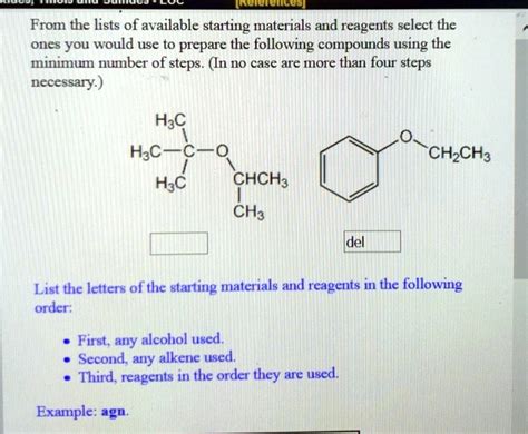 Solved Inferences From The Lists Of Available Starting Materials And