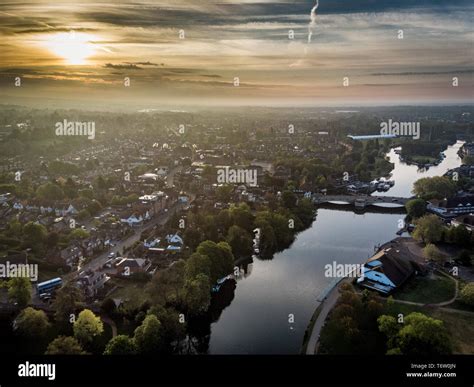 Aerial Photograph Of Reading Berkshire Uk Taken At Sunrise