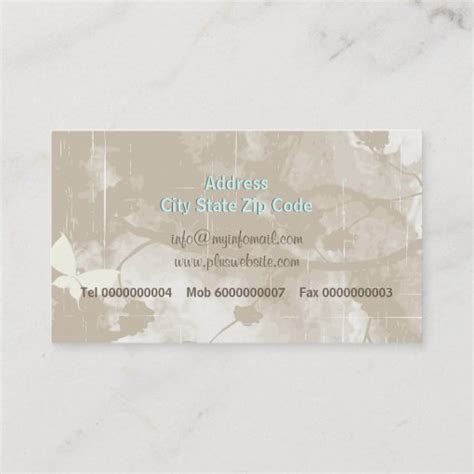 Vintage Pale Blue Flowers Floral Grunge Taupe Business Card Zazzle