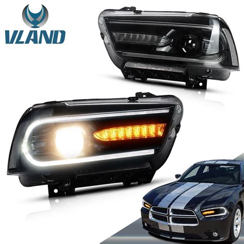 Vland Dual Beam Projector Headlights Assembly For Dodge Charger 2011