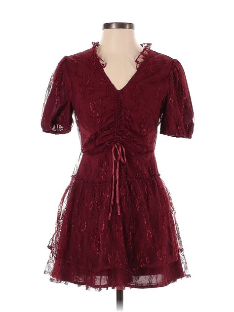 Tularosa 100 Nylon Solid Maroon Burgundy Casual Dress Size S 75 Off