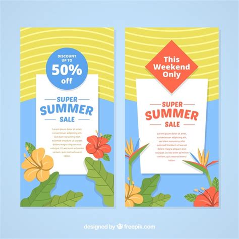 Free Vector Summer Sale Banners With Beach Elements