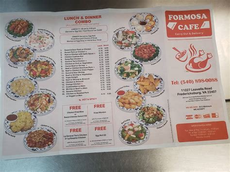 Menu at Formosa Cafe, Fredericksburg, Leavells Rd