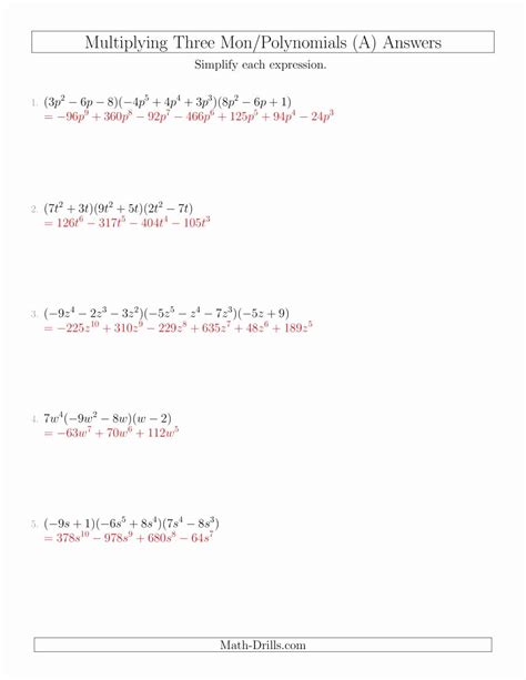 50 Multiplying Monomials Worksheet Answers