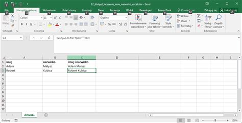 Excel Łączenie ze sobą imienia i nazwiska ITTalk pl
