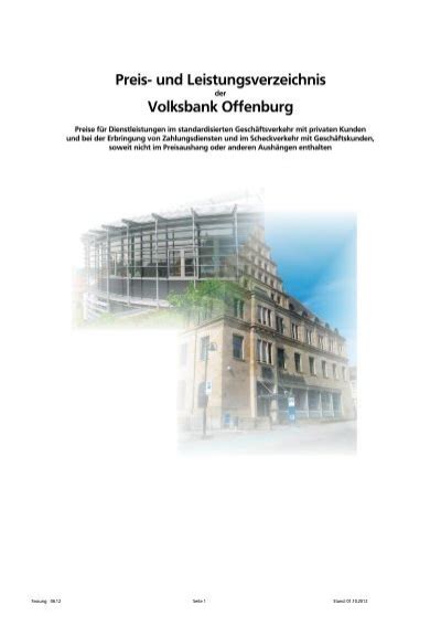 Preis Und Leistungsverzeichnis Volksbank Offenburg Eg