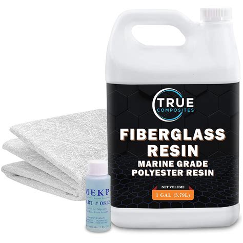 True Composites Fiberglass Polyester Resin Marine Grade Repair Kit 1 Gallon 2oz Hardener