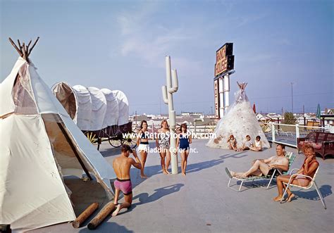 Ranch House Motel Located In North Wildwood New Jersey Sundeck With Tee Pees And Cactus 1960 S