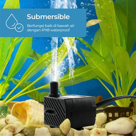 Taffhome Pompa Air Aquarium Ikan Submersible Pump Fish Tank 220 240v 3w