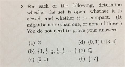 Solved 3 For Each Of The Following Determine Whether The