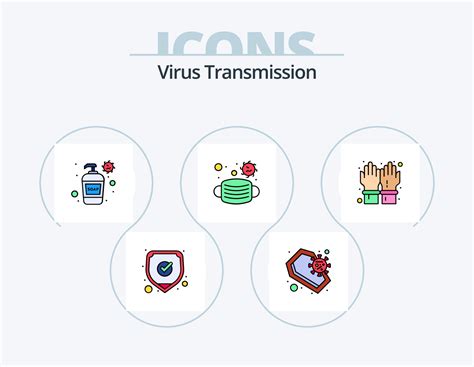 Virus Transmission Line Filled Icon Pack Icon Design Protection