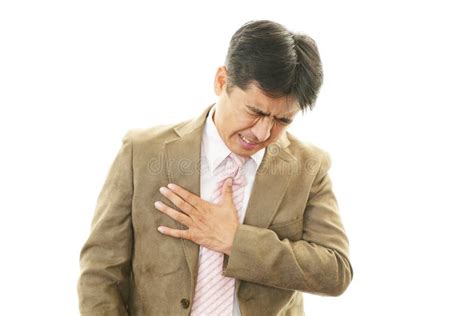 Young Man Having Chest Pain Stock Photo Image Of Concerned Issues