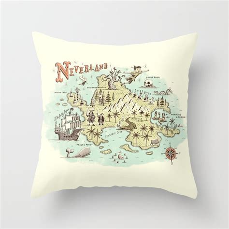 Neverland Map Throw Pillow By Ryan O Rourke Society6