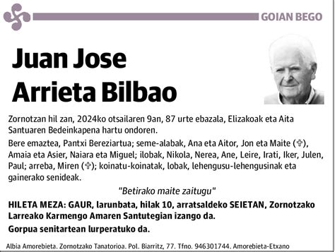 Juan Jose Arrieta Bilbao Esquela El Correo