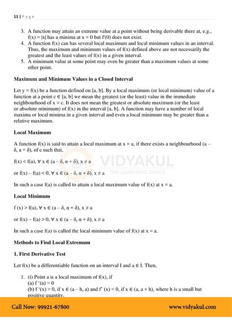 Class 12th Math Application Of Derivatives Formulas CBSE 2023