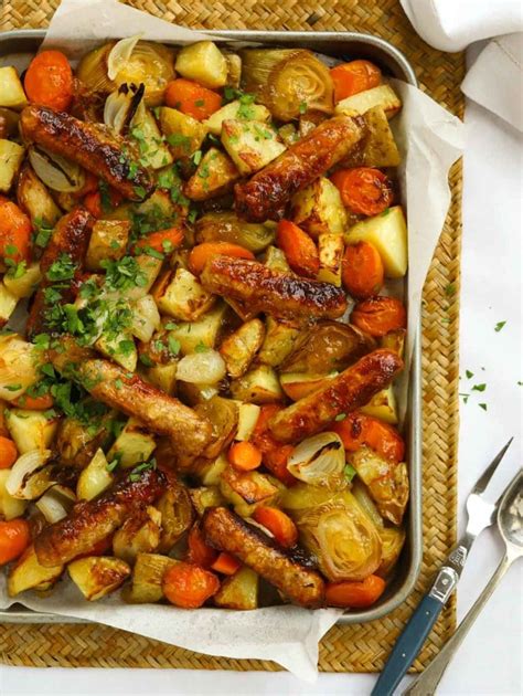 Easiest Ever Sticky Sausage Tray Bake