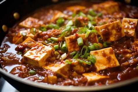 Premium AI Image | Mapo Tofu Closeup