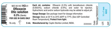 Ofloxacin Otic Solution 03 Sterile Rx Only