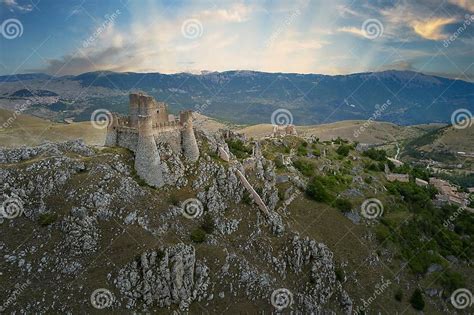 Aerial View of the Medieval Castle of Rocca Calascio Abruzzo during Sunrise Stock Photo - Image ...