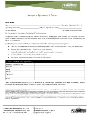 Fillable Online Fillable Online Auspice Organisation Form Fax Email