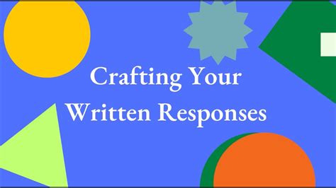 Crafting Your Written Responses Youtube