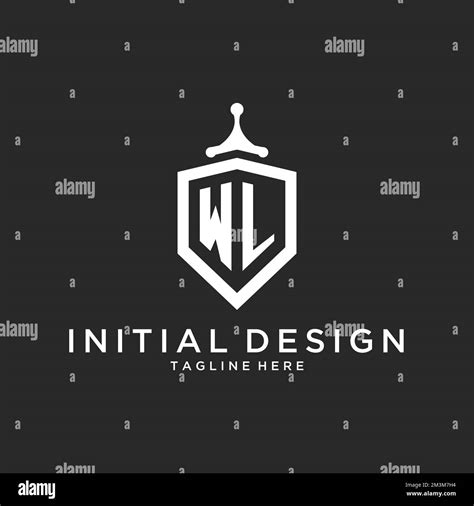 WL Monogram Logo Initial With Shield Guard Shape Design Ideas Stock