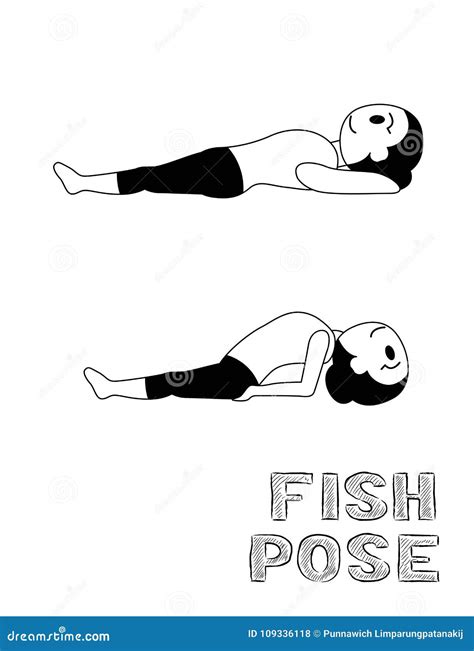 Yoga Fish Pose Cartoon Vector Illustration Monochrome | CartoonDealer ...