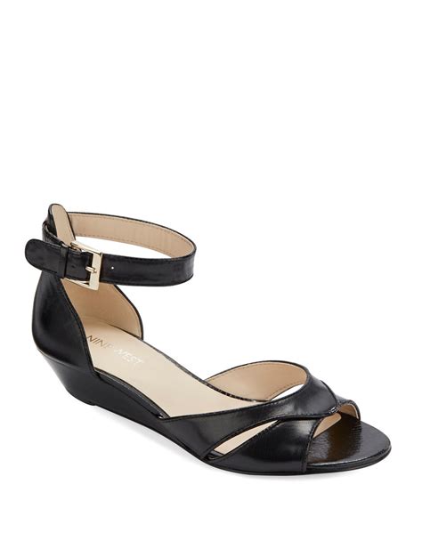 Nine West Verasco Leather Wedge Sandals In Black Lyst