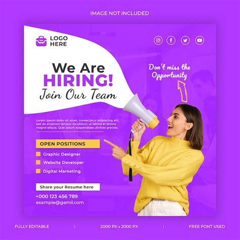 Premium Psd Hiring Social Media Poster Template