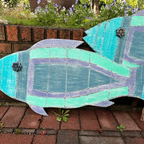 Painted Wood Fish Etsy