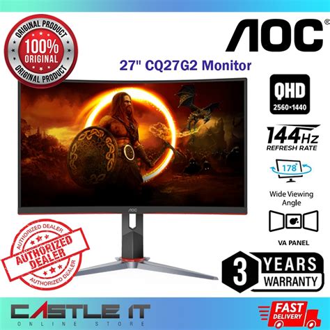 Aoc Cq G Curved R Qhd Gaming Monitor Hz Ms Freesync