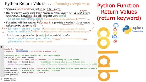 Python Function Simple Return Value Youtube