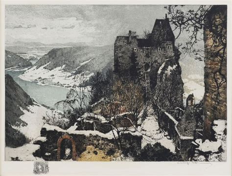 Luigi Kasimir 1881 1962 Austrian Aggstein Castle Illustration Art