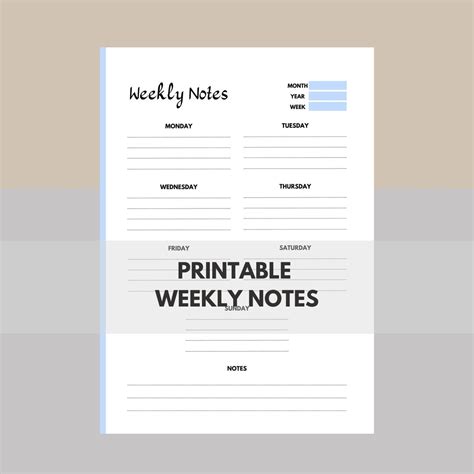 Printable Weekly Notes, Weekly Note Taking Template, Week Notes Planner ...