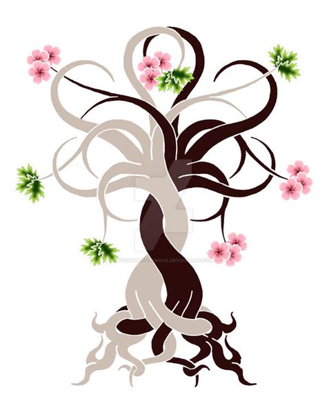 intertwined trees oak cherry  voidqueenelishiva  deviantart