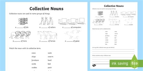 Collective Nouns Worksheet Explore Teaching Resources