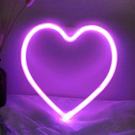 Lapalife Purple Heart Neon Sign, LED Neon Lights Sign Battery USB ...