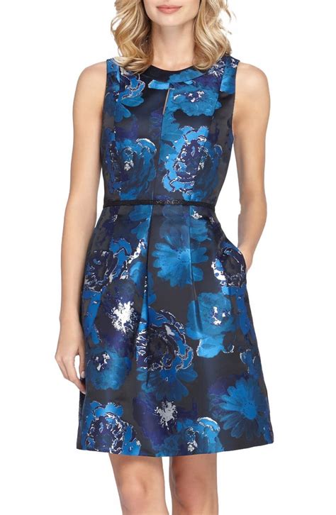 Tahari Metallic Jacquard Fit And Flare Dress Nordstrom