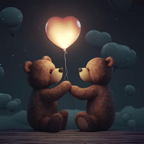 Premium Photo Two Bears Holding A Heart That Says Love