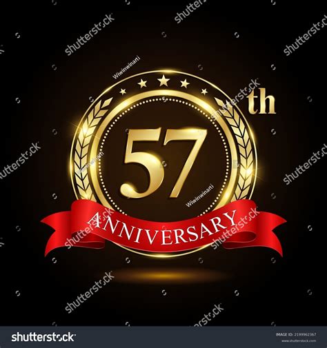 57th Golden Anniversary Logo Shiny Ring Stock Vector Royalty Free