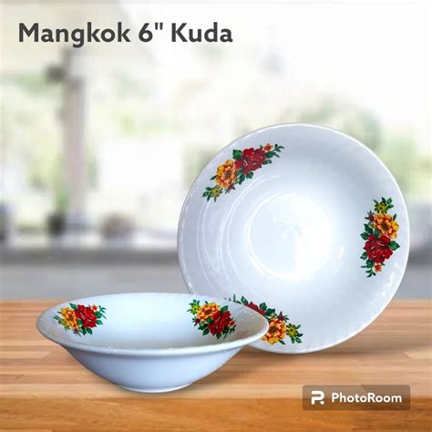 Jual PIRING DAN MANGKOK KERAMIK KUDA SERIES 6 Biji MANGKOK CEKUNG