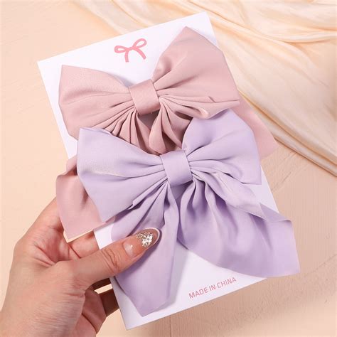 2Pcs Set Coreanos Femininos Grampos De Cabelo Sweet Big Bowknot Hair