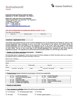 Fillable Online FWR 2011 Appl Form Messe Frankfurt Italia Fax Email