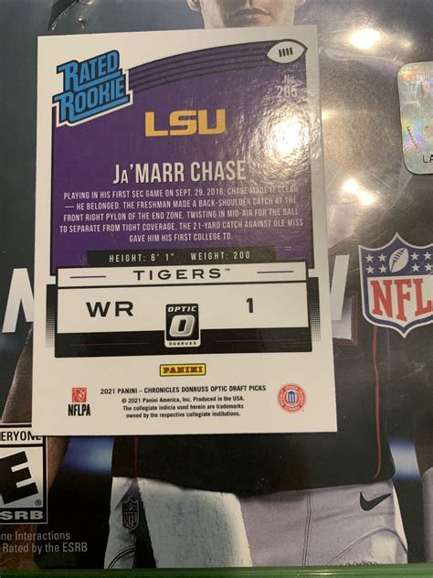 2021 Panini Chronicles Donruss Optic Draft Picks Ja Marr Chase Rated