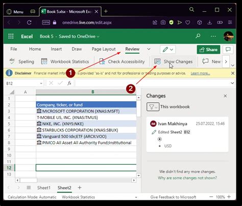 How To See The Edit History Of Microsoft Excel En Tab Tv