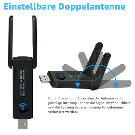 Mbps Wifi Adapter Wlan Usb Stick Ghz Dual Band Dongle Antenne